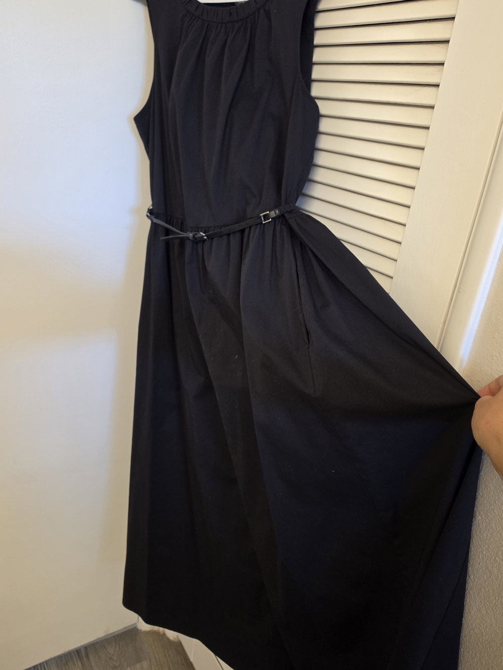 DKNY Black Sleeveless Maxi Dress with Belt